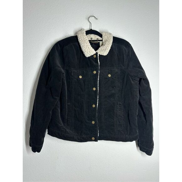 Jou Jou Big Girls Sherpa Fleece & Corduroy Jacket Black Size XL